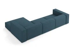 Cosmopolitan Design - Sofá de canto direito "Arendal" 4 lugares em tecido chenille com efeito canelado azul marinho - 284x166x70cm