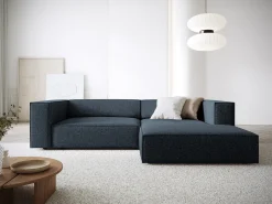Cosmopolitan Design - Sofá de canto direito "Arendal" 3 lugares em tecido chenille azul real - 224x166x70cm