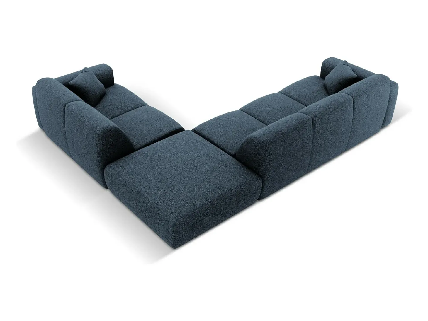 Cosmopolitan Design - Sofá de canto direito "Nolio" 4 lugares em tecido chenille azul real - 315x250x72cm