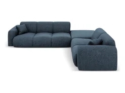 Cosmopolitan Design - Sofá de canto direito "Nolio" 4 lugares em tecido chenille azul real - 315x250x72cm