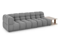 Cosmopolitan Design - Sofá modular direito "Sky" 4 lugares em veludo cinza claro - 297x102x75cm