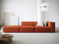 Cosmopolitan Design - Sofá esquerdo "Arendal" 4 lugares em tecido chenille terracota - 262x102x70cm