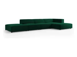 Cosmopolitan Design - Sofá de canto direito "Arendal" 5 lugares em veludo verde garrafa - 341x166x70cm