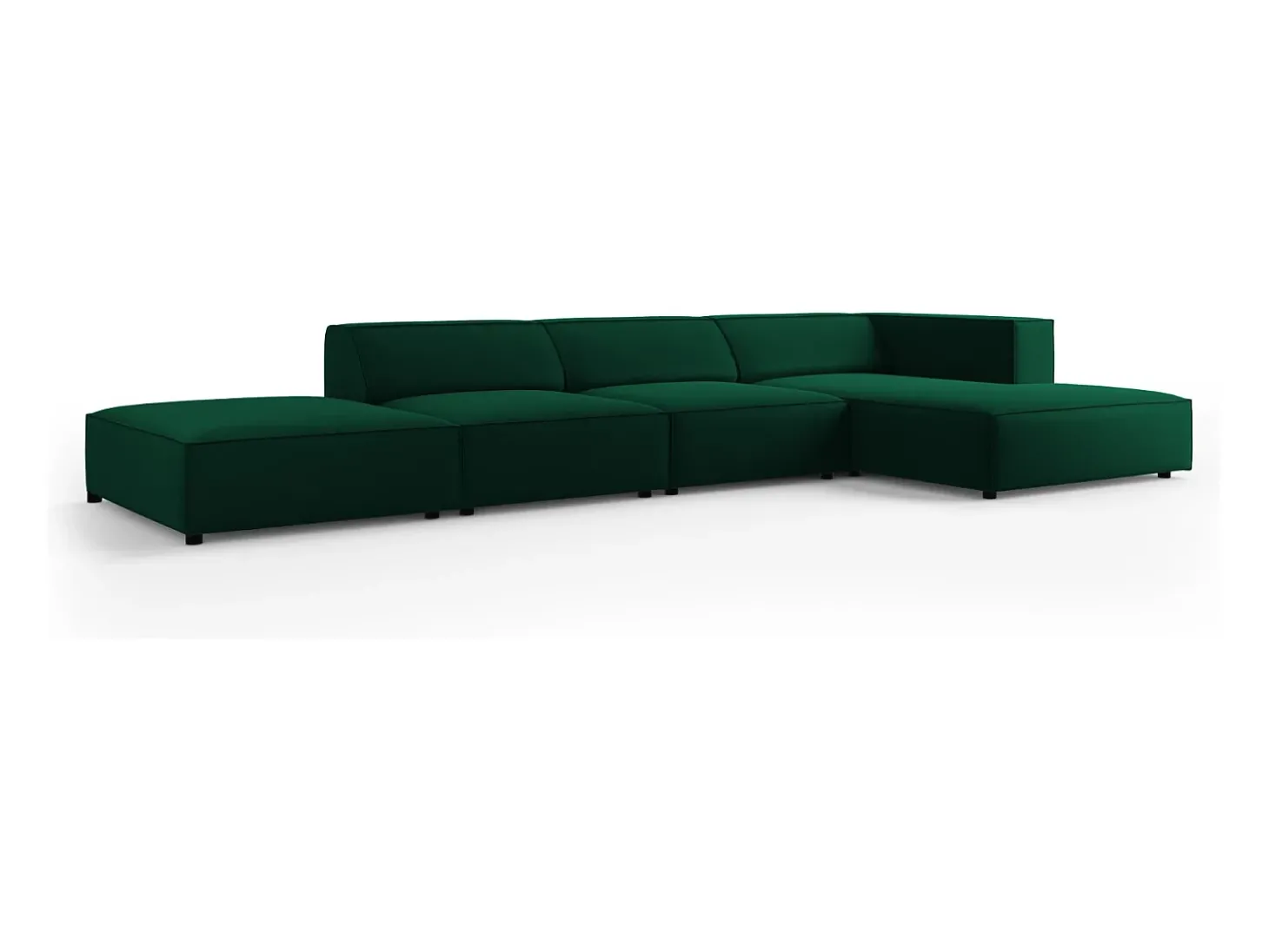 Cosmopolitan Design - Sofá de canto direito "Arendal" 5 lugares em veludo verde garrafa - 341x166x70cm