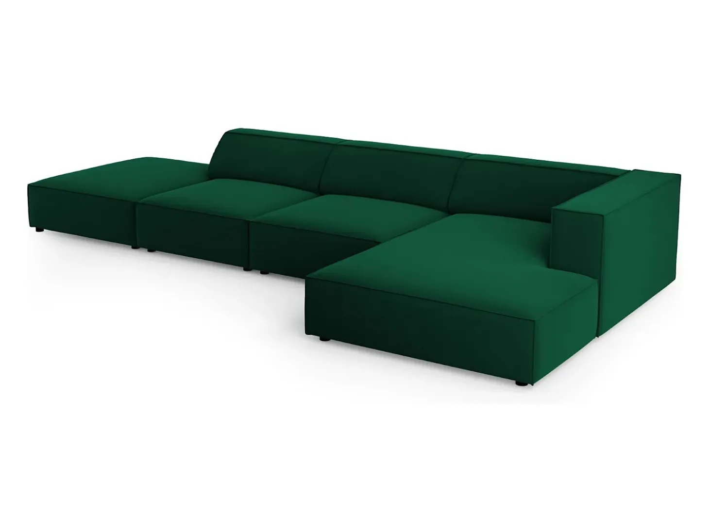 Cosmopolitan Design - Sofá de canto direito "Arendal" 5 lugares em veludo verde garrafa - 341x166x70cm