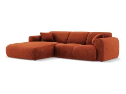 Cosmopolitan Design - Sofá de canto esquerdo "Nolio" 4 lugares em tecido chenille terracota - 260x170x72cm