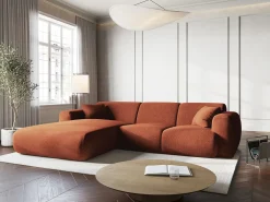 Cosmopolitan Design - Sofá de canto esquerdo "Nolio" 4 lugares em tecido chenille terracota - 260x170x72cm