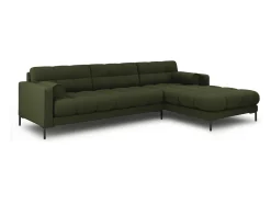 Cosmopolitan Design - Sofá de canto direito "Bali" 5 lugares em tecido estrutural verde - 293x185x75cm