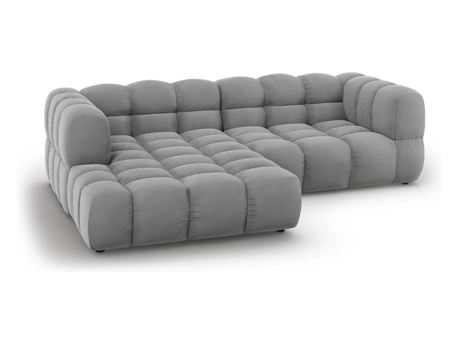 Cosmopolitan Design - Sofá modular de canto esquerdo "Sky" 3 lugares em veludo cinza claro - 244x162x75cm