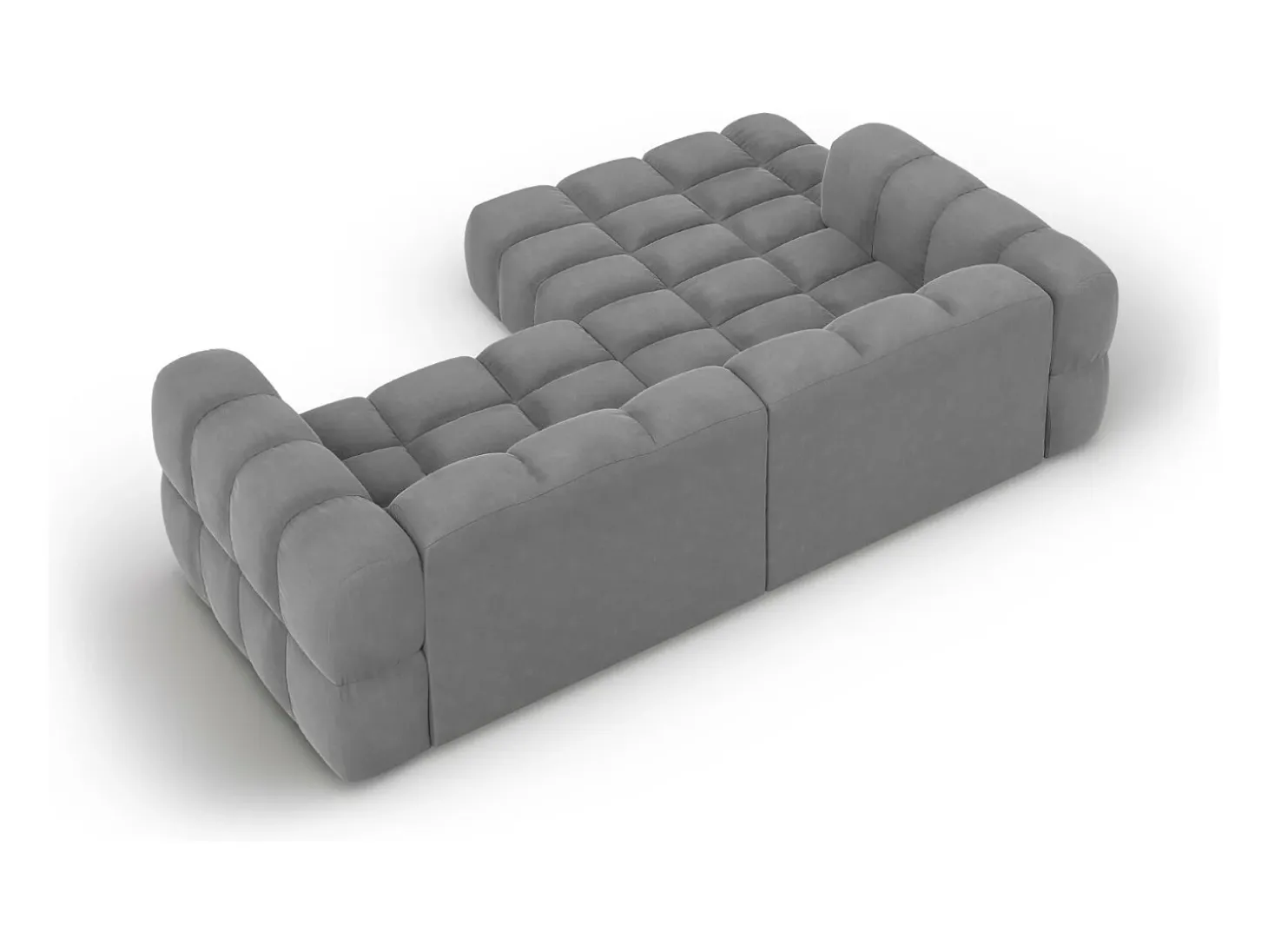 Cosmopolitan Design - Sofá modular de canto esquerdo "Sky" 3 lugares em veludo cinza claro - 244x162x75cm