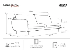 Cosmopolitan Design - Sofá "Vienna" 4 lugares em tecido bouclé bege - 230x92x95cm
