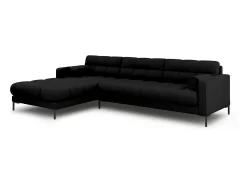 Cosmopolitan Design - Sofá de canto esquerdo "Bali" 5 lugares em tecido estrutural preto - 293x185x75cm