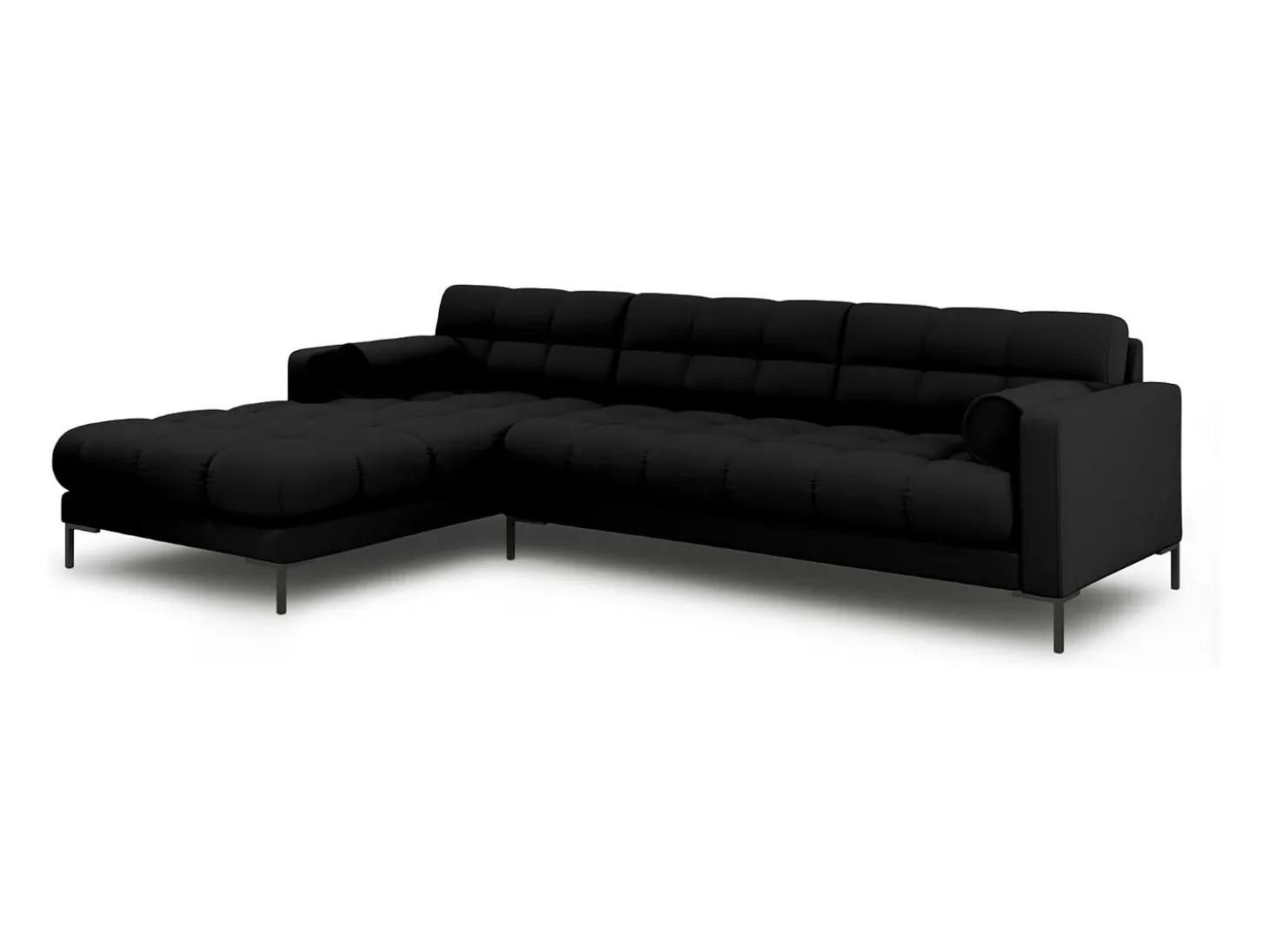 Cosmopolitan Design - Sofá de canto esquerdo "Bali" 5 lugares em tecido estrutural preto - 293x185x75cm