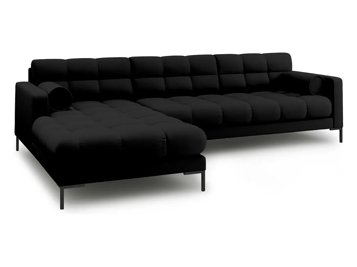 Cosmopolitan Design - Sofá de canto esquerdo "Bali" 5 lugares em tecido estrutural preto - 293x185x75cm