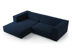 Cosmopolitan Design - Sofá de canto esquerdo "Arendal" 3 lugares em veludo azul real - 224x166x70cm