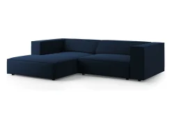 Cosmopolitan Design - Sofá de canto esquerdo "Arendal" 3 lugares em veludo azul real - 224x166x70cm