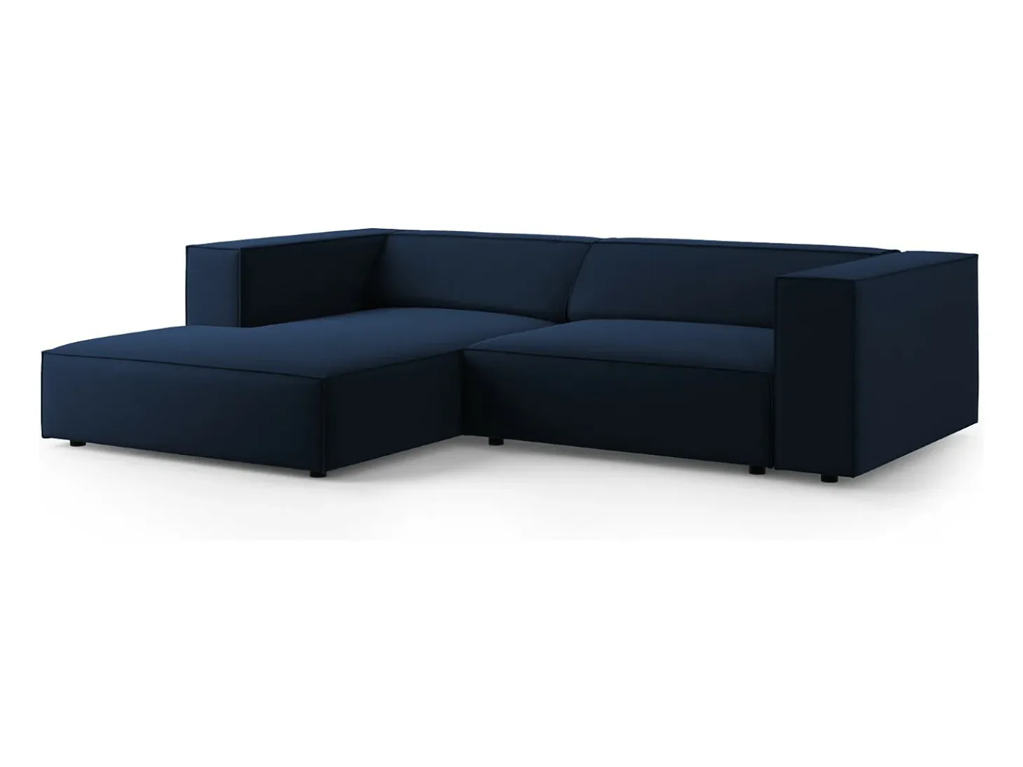 Cosmopolitan Design - Sofá de canto esquerdo "Arendal" 3 lugares em veludo azul real - 224x166x70cm