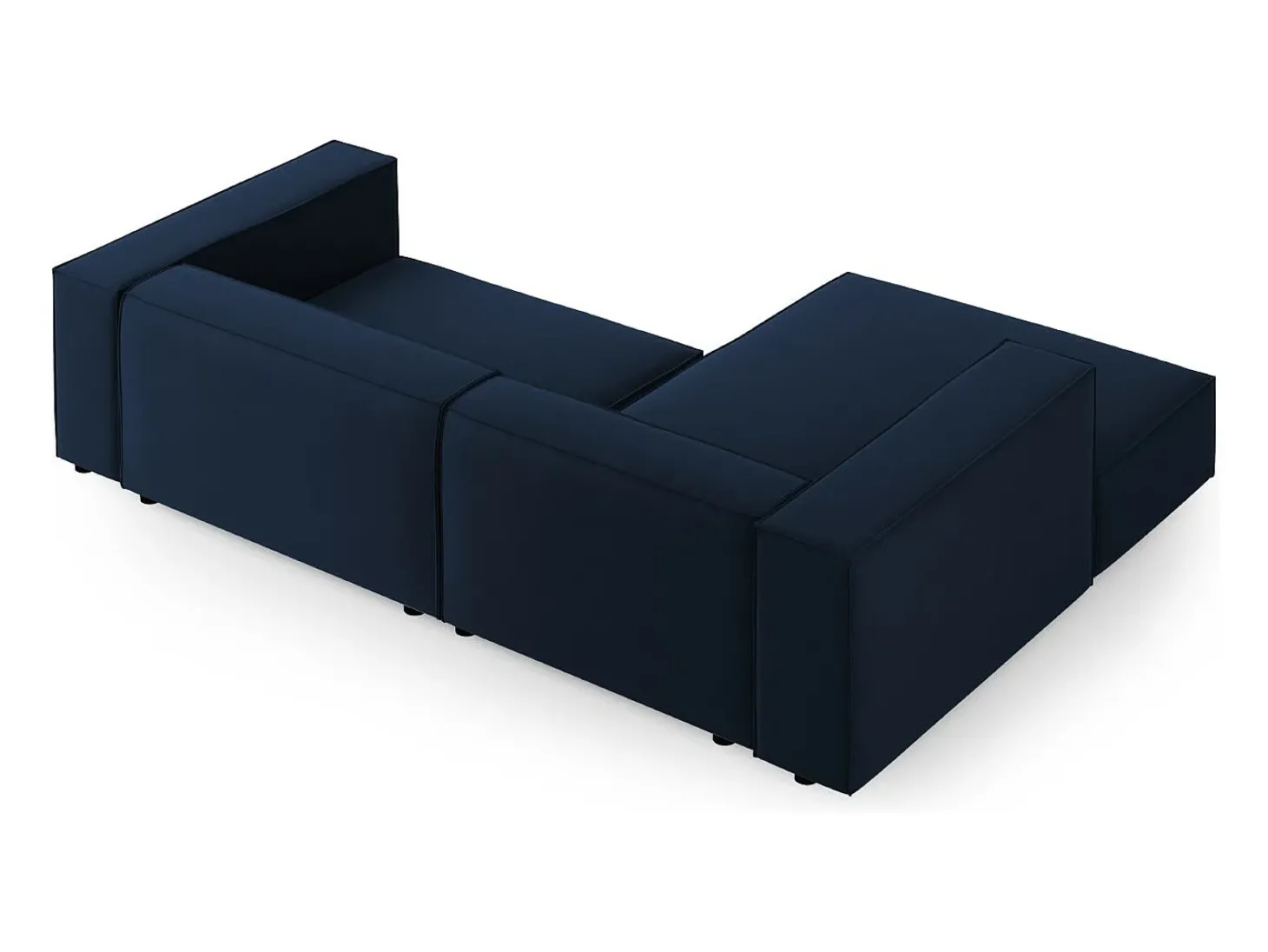 Cosmopolitan Design - Sofá de canto esquerdo "Arendal" 3 lugares em veludo azul real - 224x166x70cm