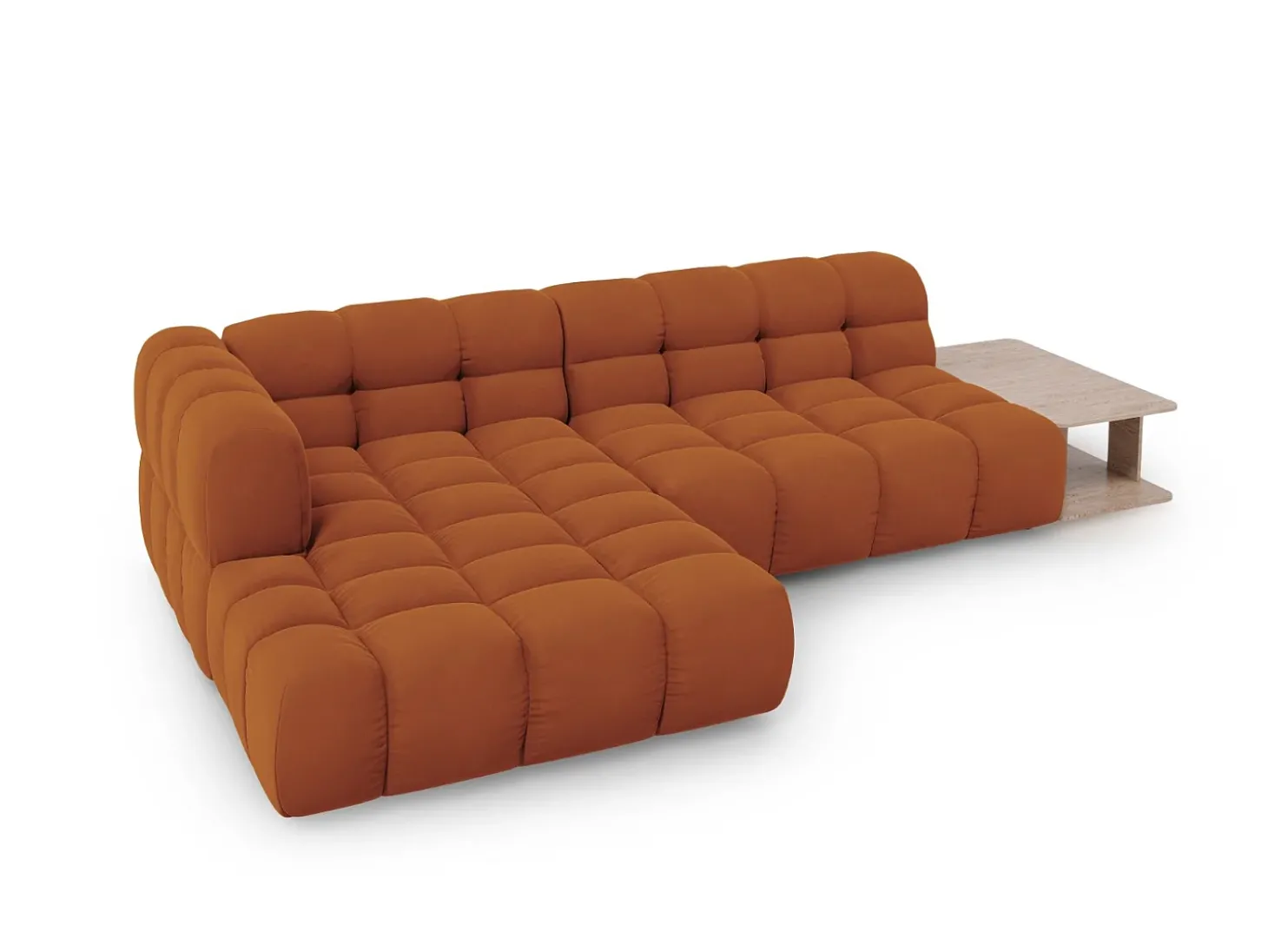 Cosmopolitan Design - Sofá modular de canto esquerdo "Sky" 4 lugares em veludo terracota - 297x162x75cm