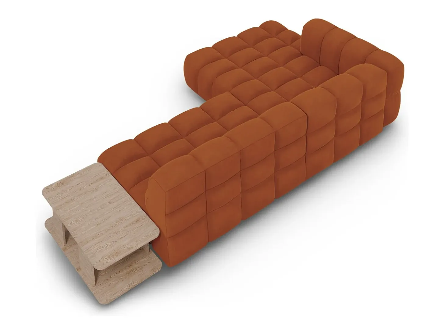 Cosmopolitan Design - Sofá modular de canto esquerdo "Sky" 4 lugares em veludo terracota - 297x162x75cm