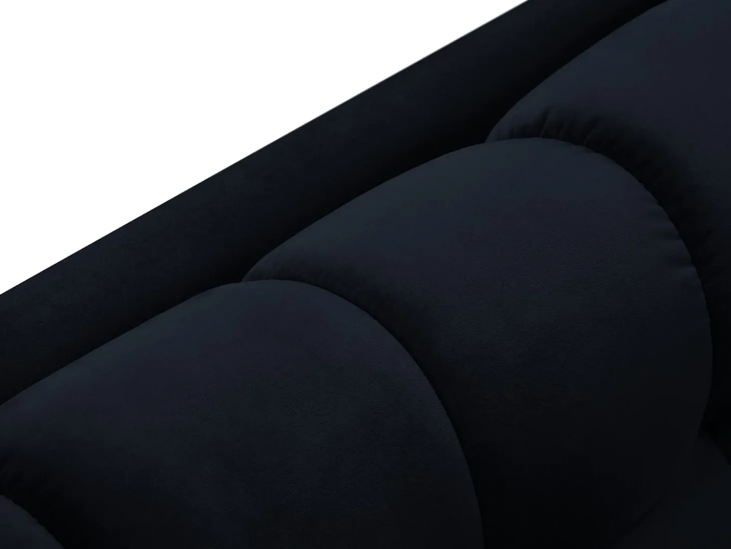 Cosmopolitan Design - Sofá panorâmico "Bali" 7 lugares em veludo azul escuro - 383x185x75cm