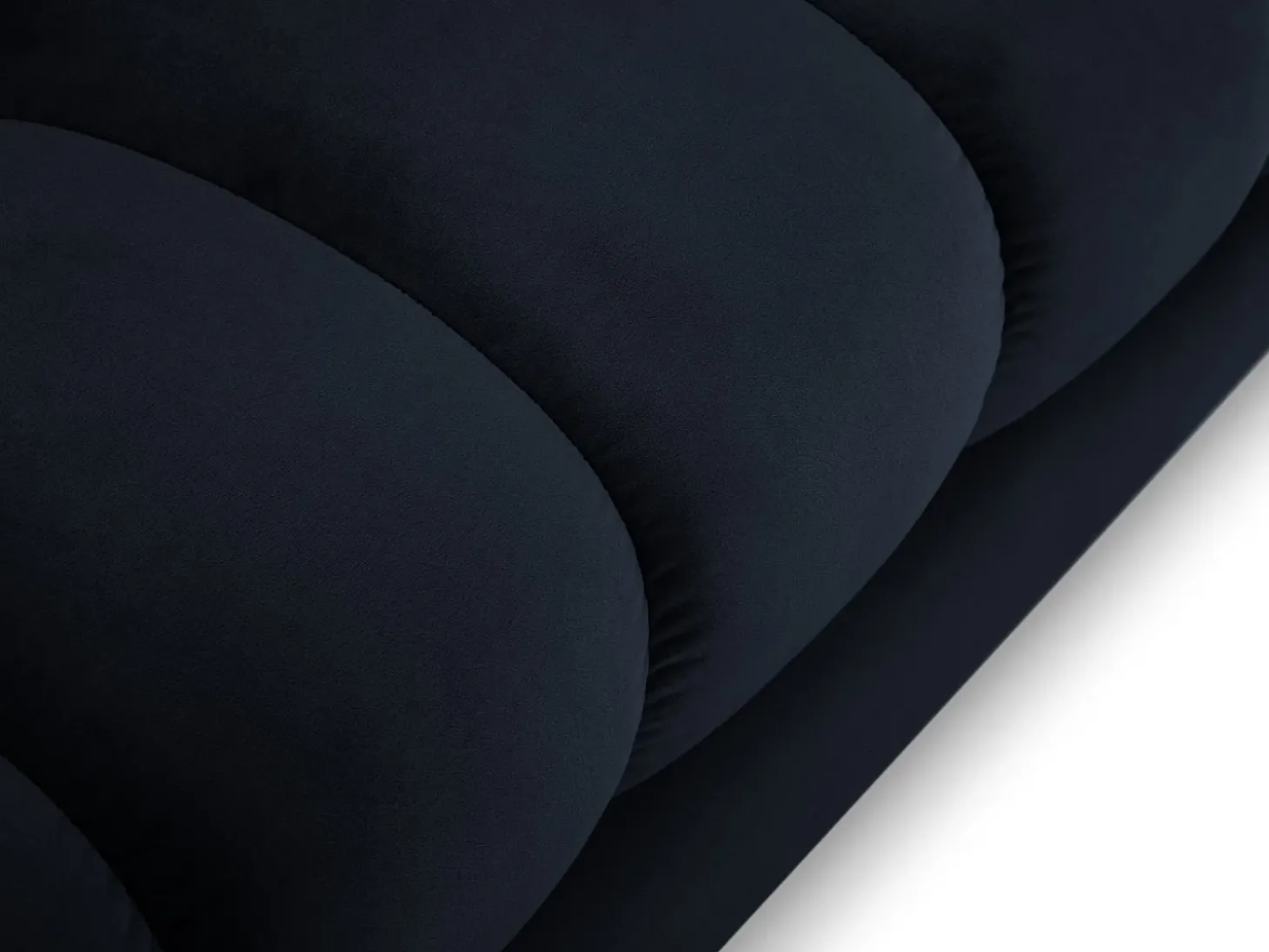 Cosmopolitan Design - Sofá panorâmico "Bali" 7 lugares em veludo azul escuro - 383x185x75cm