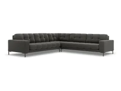 Cosmopolitan Design - Sofá de canto simétrico "Bali" 6 lugares em veludo cinza escuro - 256x256x75cm