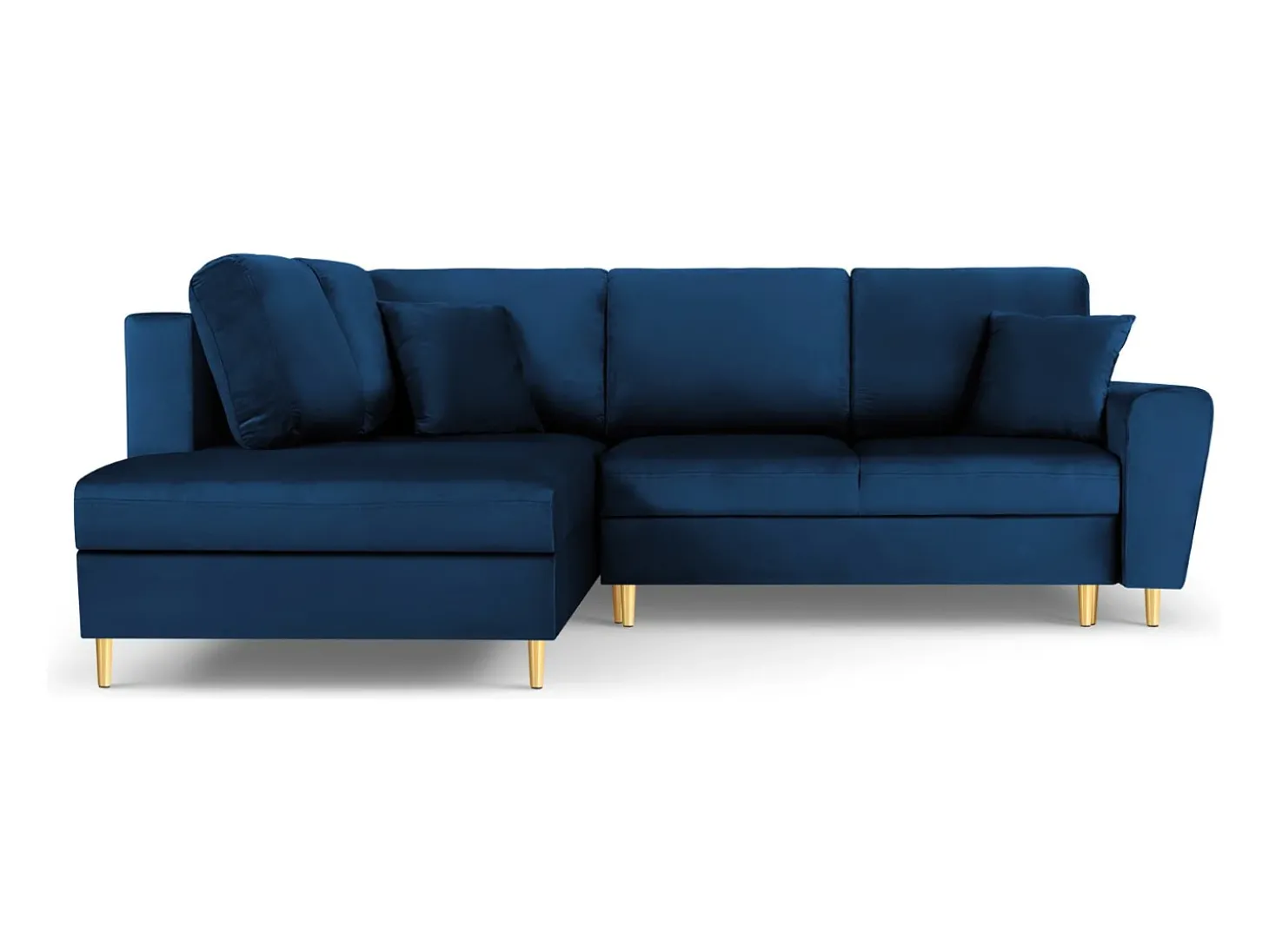 Cosmopolitan Design - Sofá convertível de canto esquerdo com caixa de arrumação "Kyoto" 5 lugares em veludo azul real - 243x194x88cm