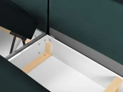 Cosmopolitan Design - Sofá panorâmico convertível em linha reta com caixa de arrumação "Kyoto" 7 lugares em veludo petróleo - 313x194x88cm