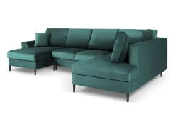 Cosmopolitan Design - Sofá panorâmico convertível em linha reta com caixa de arrumação 
