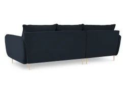 Cosmopolitan Design - Sofá de canto esquerdo "Vienna" 5 lugares em veludo azul escuro - 255x170x95cm