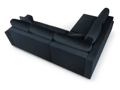 Cosmopolitan Design - Sofá convertível de canto esquerdo com caixa de arrumação "Kyoto" 5 lugares em veludo azul escuro - 243x194x88cm