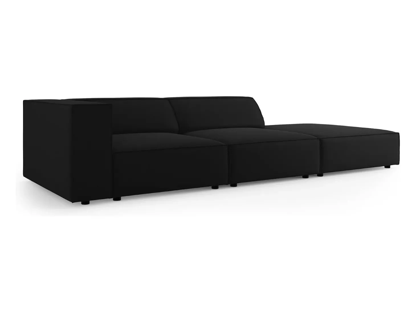 Cosmopolitan Design - Sofá direito "Arendal" 4 lugares em veludo preto - 262x102x70cm