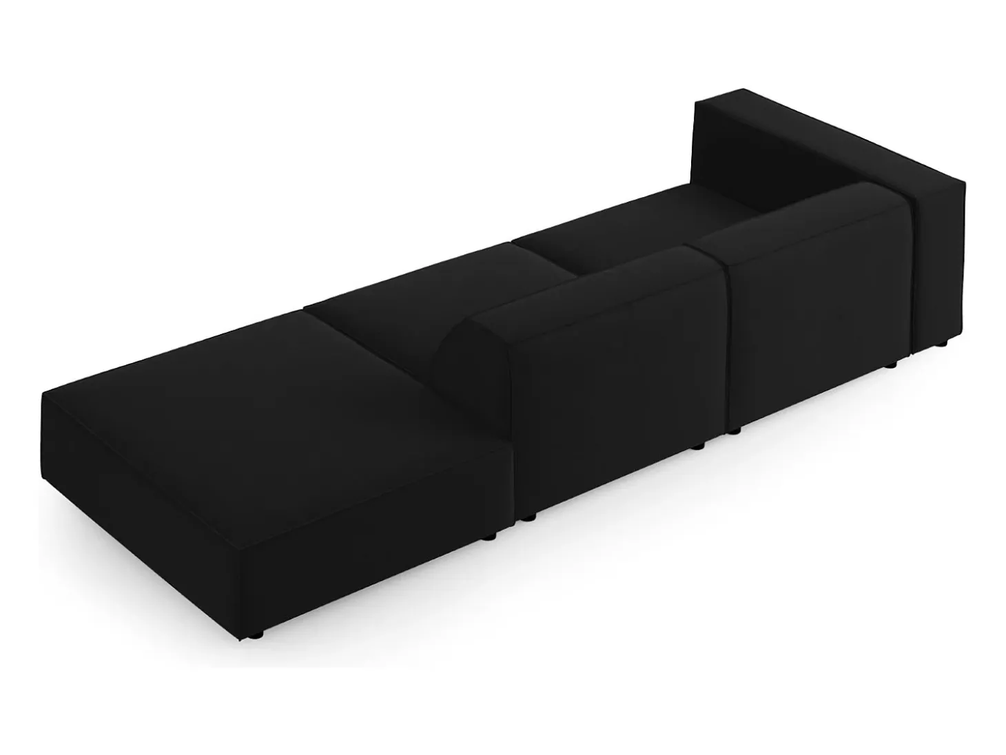 Cosmopolitan Design - Sofá direito "Arendal" 4 lugares em veludo preto - 262x102x70cm