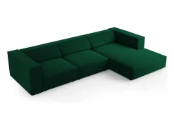 Cosmopolitan Design - Sofá de canto direito "Arendal" 4 lugares em veludo verde garrafa - 284x166x70cm