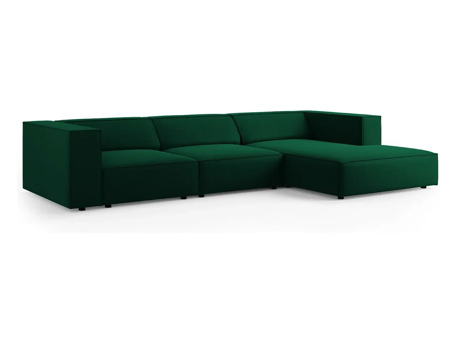Cosmopolitan Design - Sofá de canto direito "Arendal" 4 lugares em veludo verde garrafa - 284x166x70cm