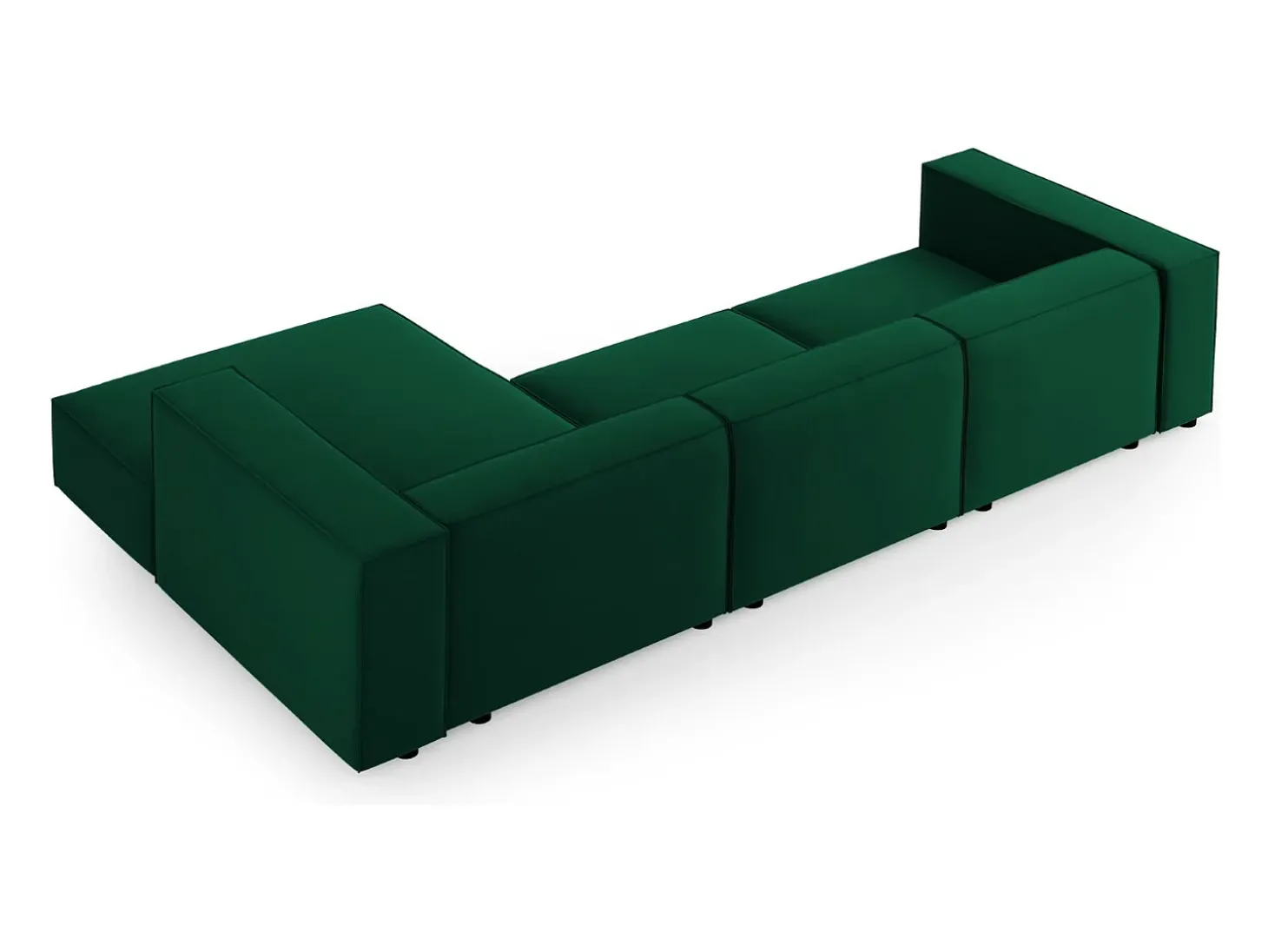 Cosmopolitan Design - Sofá de canto direito "Arendal" 4 lugares em veludo verde garrafa - 284x166x70cm