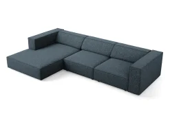 Cosmopolitan Design - Sofá de canto esquerdo "Arendal" 4 lugares em tecido chenille azul real - 284x166x70cm