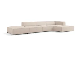 Cosmopolitan Design - Sofá de canto direito "Arendal" 5 lugares em tecido chenille bege - 341x166x70cm