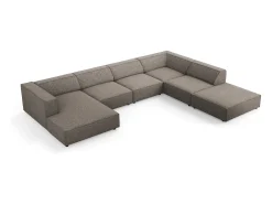Cosmopolitan Design - Sofá de canto direito panorâmico "Arendal" 7 lugares em tecido chenille cinza - 364x262x70cm