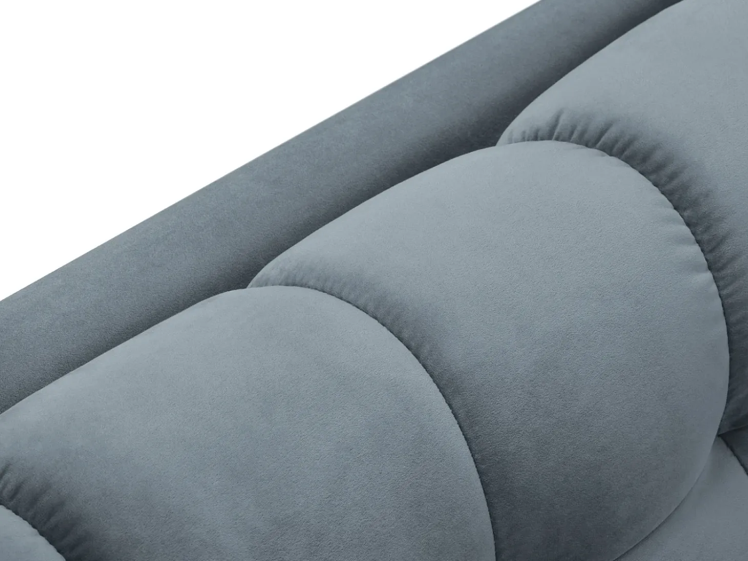 Cosmopolitan Design - Sofá panorâmico "Bali" 7 lugares em veludo azul claro - 383x185x75cm