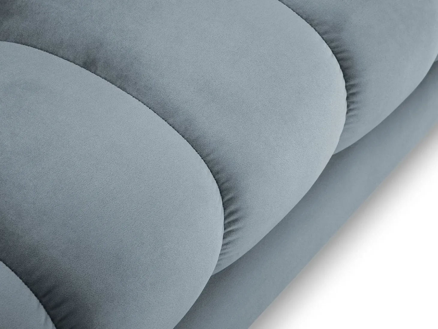 Cosmopolitan Design - Sofá panorâmico "Bali" 7 lugares em veludo azul claro - 383x185x75cm