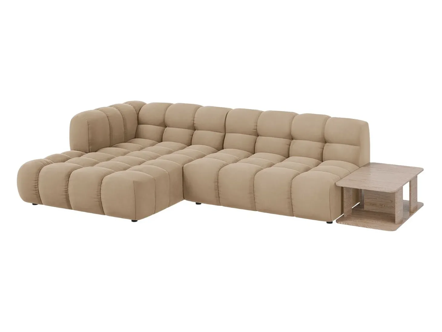 Cosmopolitan Design - Sofá modular de canto esquerdo "Sky" 4 lugares em veludo areia - 297x162x75cm