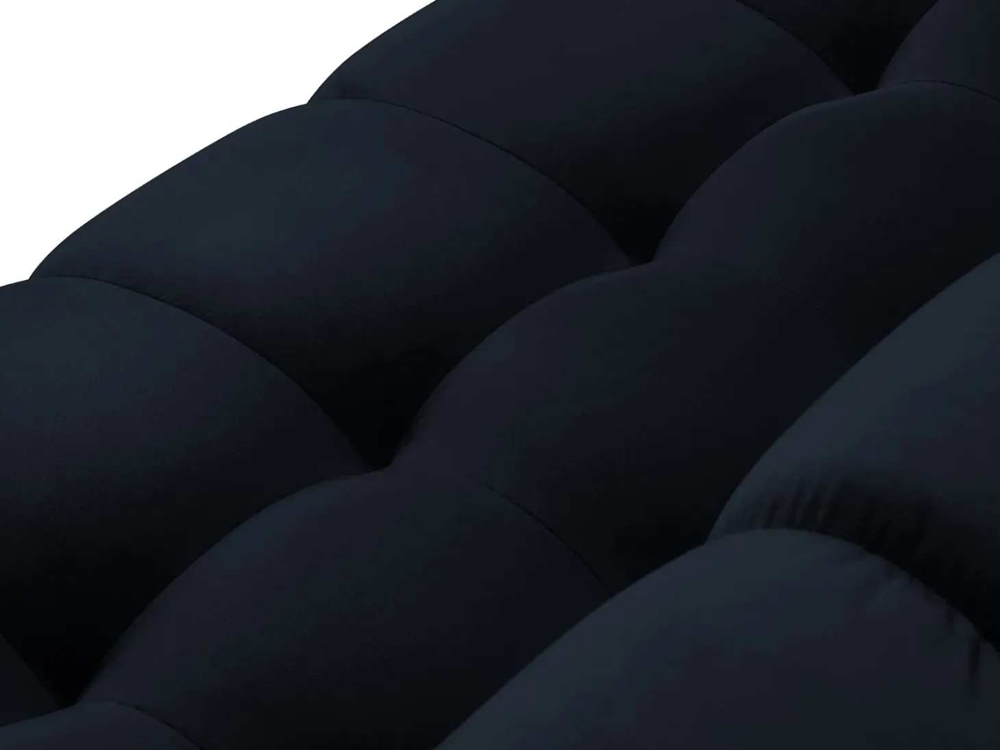 Cosmopolitan Design - Sofá de canto direito panorâmico "Bali" 7 lugares em veludo azul escuro - 327x256x75cm