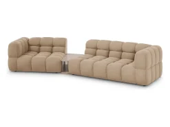 Cosmopolitan Design - Sofá modular virado para a esquerda "Sky" 3 lugares em veludo areia - 353x148x75cm