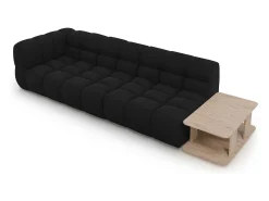 Cosmopolitan Design - Sofá modular direito "Sky" 4 lugares em veludo preto - 297x102x75cm
