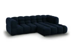 Cosmopolitan Design - Sofá modular de canto direito "Sky" 3 lugares em veludo azul real - 244x162x75cm