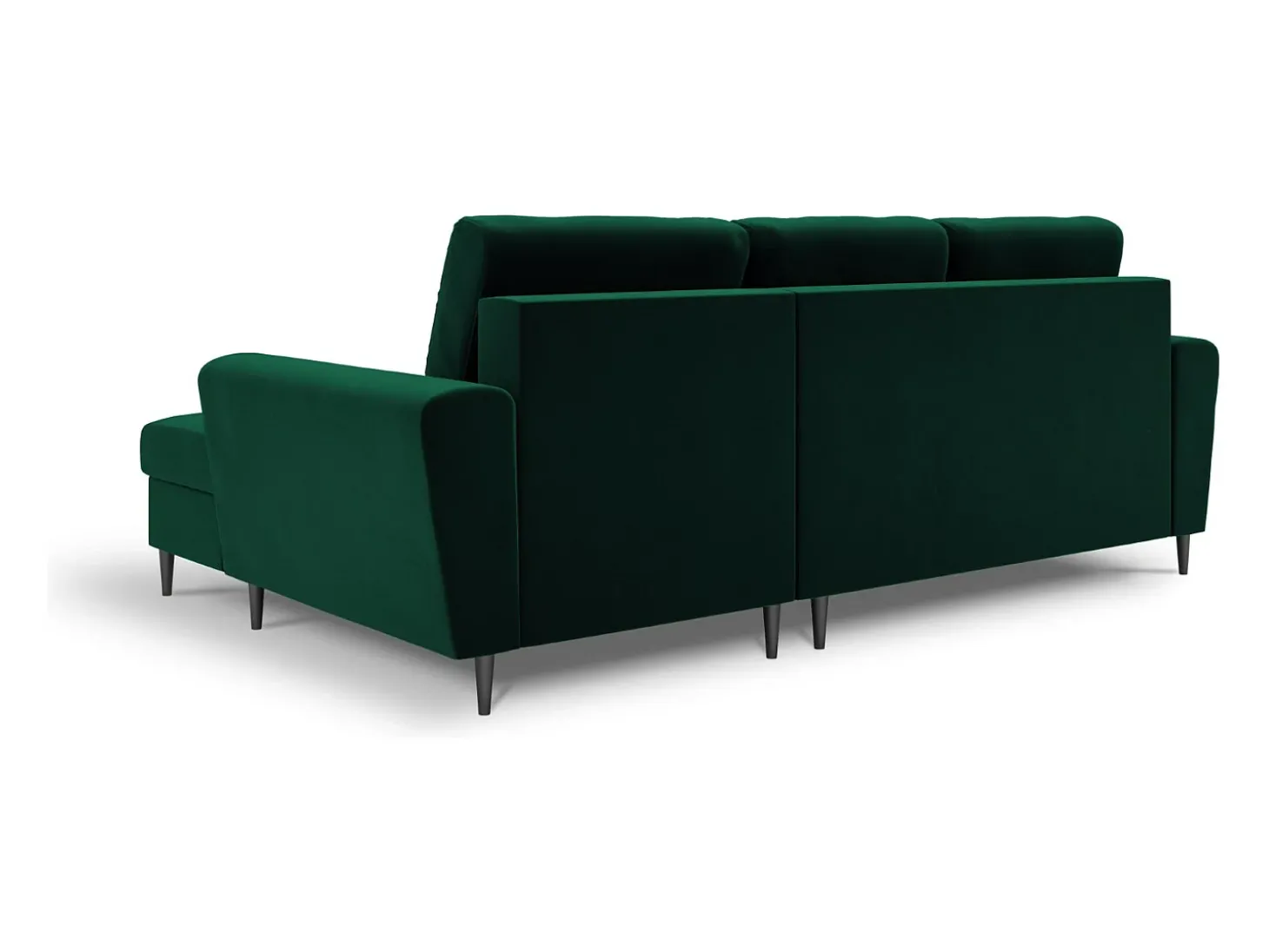 Cosmopolitan Design - Sofá convertível de canto direito com caixa de arrumação "Kyoto" 4 lugares em veludo verde garrafa - 241x145x88cm