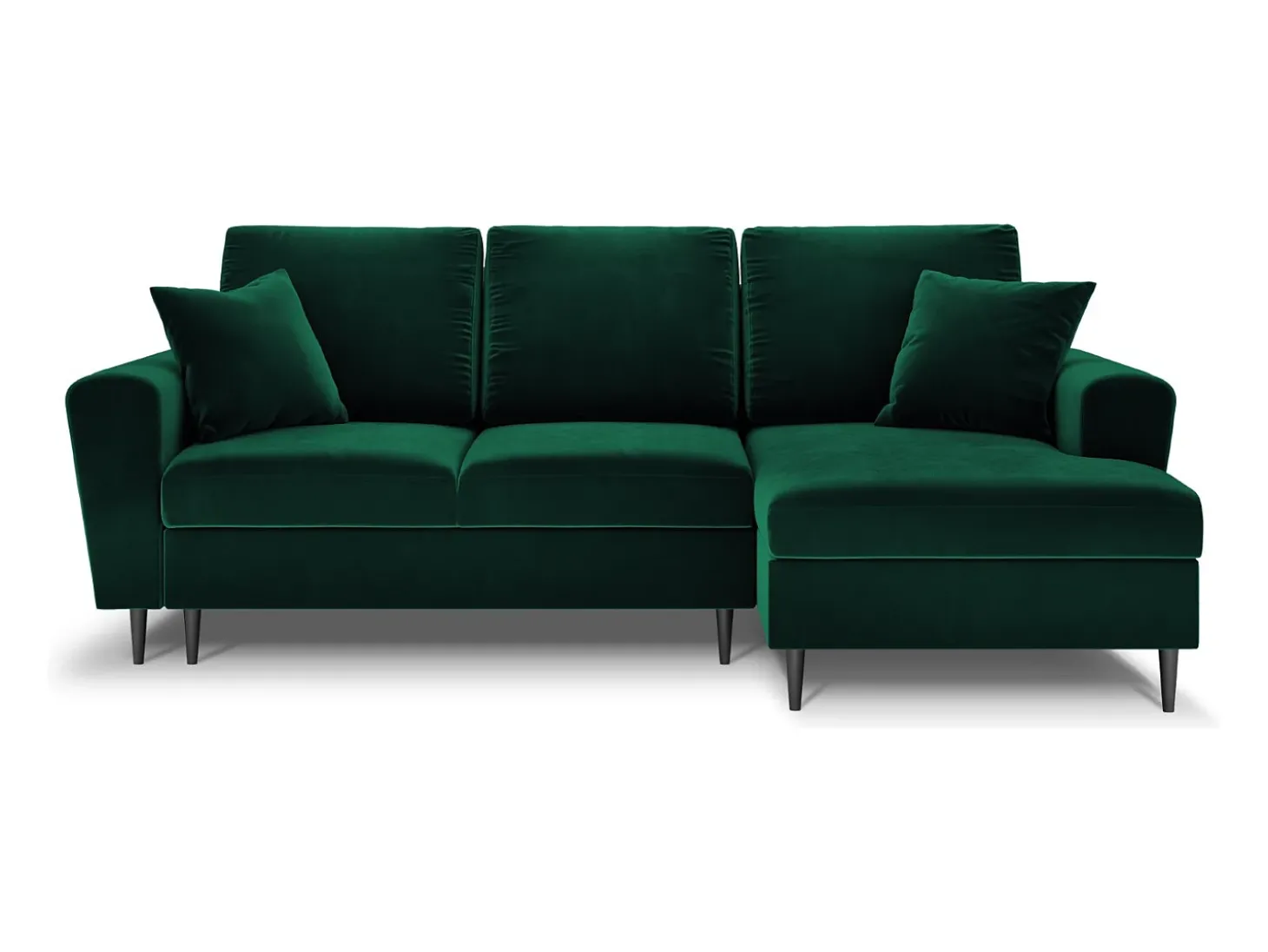 Cosmopolitan Design - Sofá convertível de canto direito com caixa de arrumação "Kyoto" 4 lugares em veludo verde garrafa - 241x145x88cm