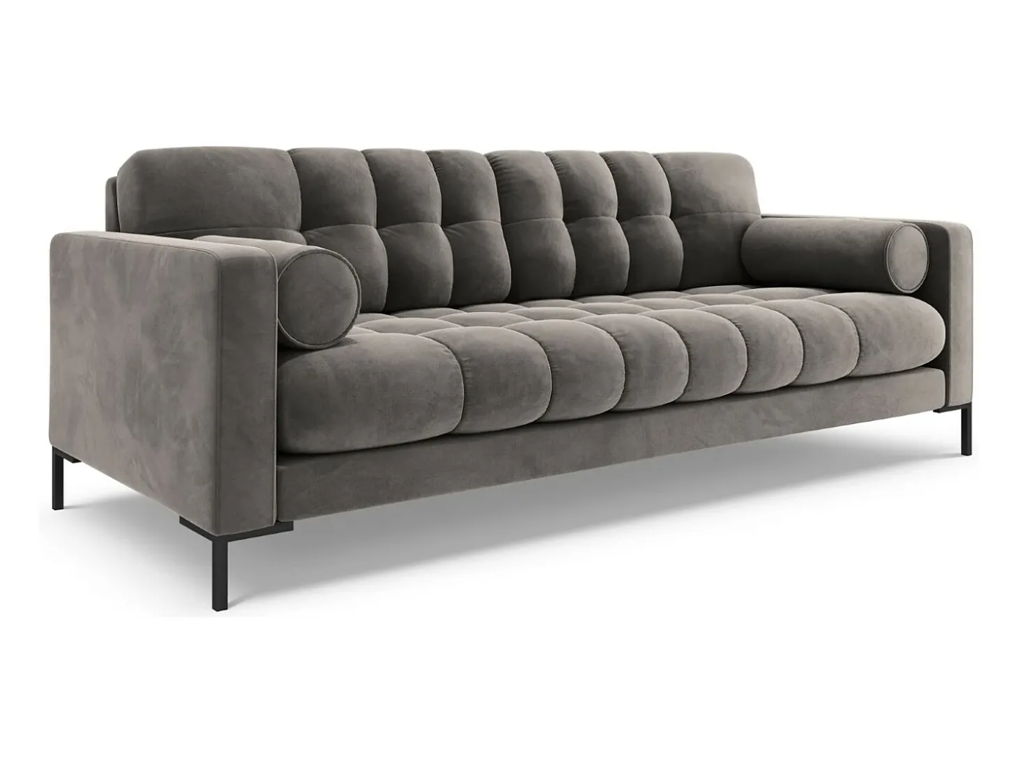 Cosmopolitan Design - Sofá "Bali" 4 lugares em veludo cinza claro - 217x92x75cm